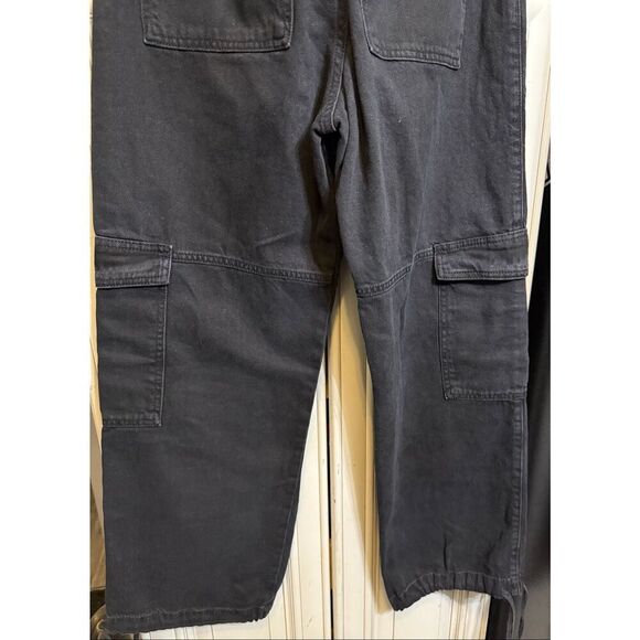 Zara Women's High Rise Elastic Back Waist Cargo Jogger Jeans Black Small - Picture 3 of 13
